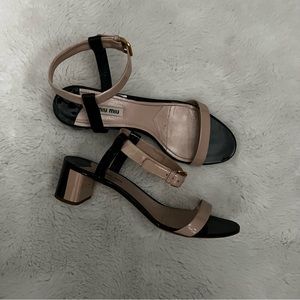 MIU MIU ankle strap sandals block black heel